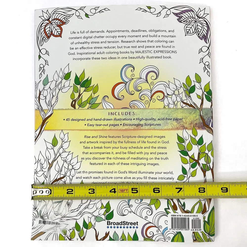 Majestic Expressions Rise And Shine Inspirational Adult Coloring Book Softcover